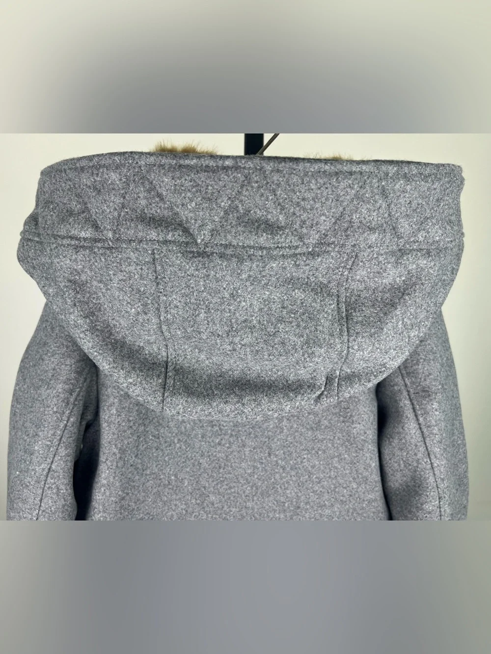 Chloé Girls Wool Fur Hooded Coat/Jacket, Gray, Size 8